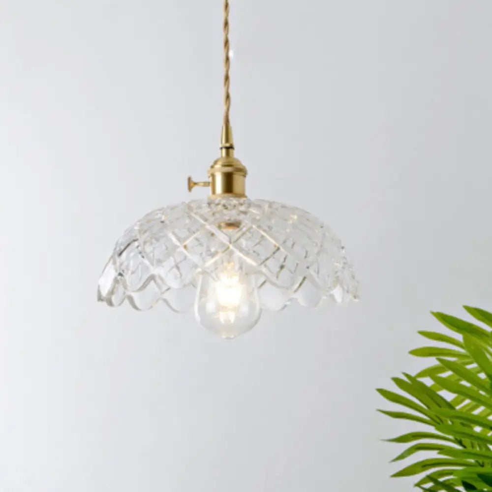 Menkent - Vintage Shaded Pendant Light: 1 - Light Clear Glass Hanging Fixture For / P