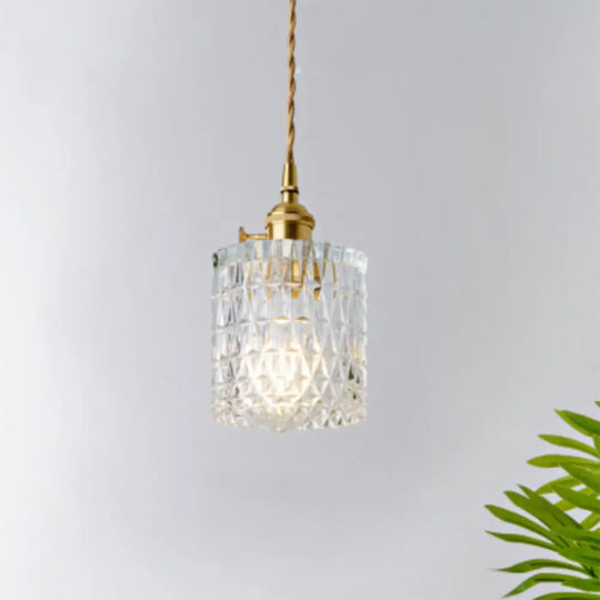 Menkent - Vintage Shaded Pendant Light: 1 - Light Clear Glass Hanging Fixture For / R
