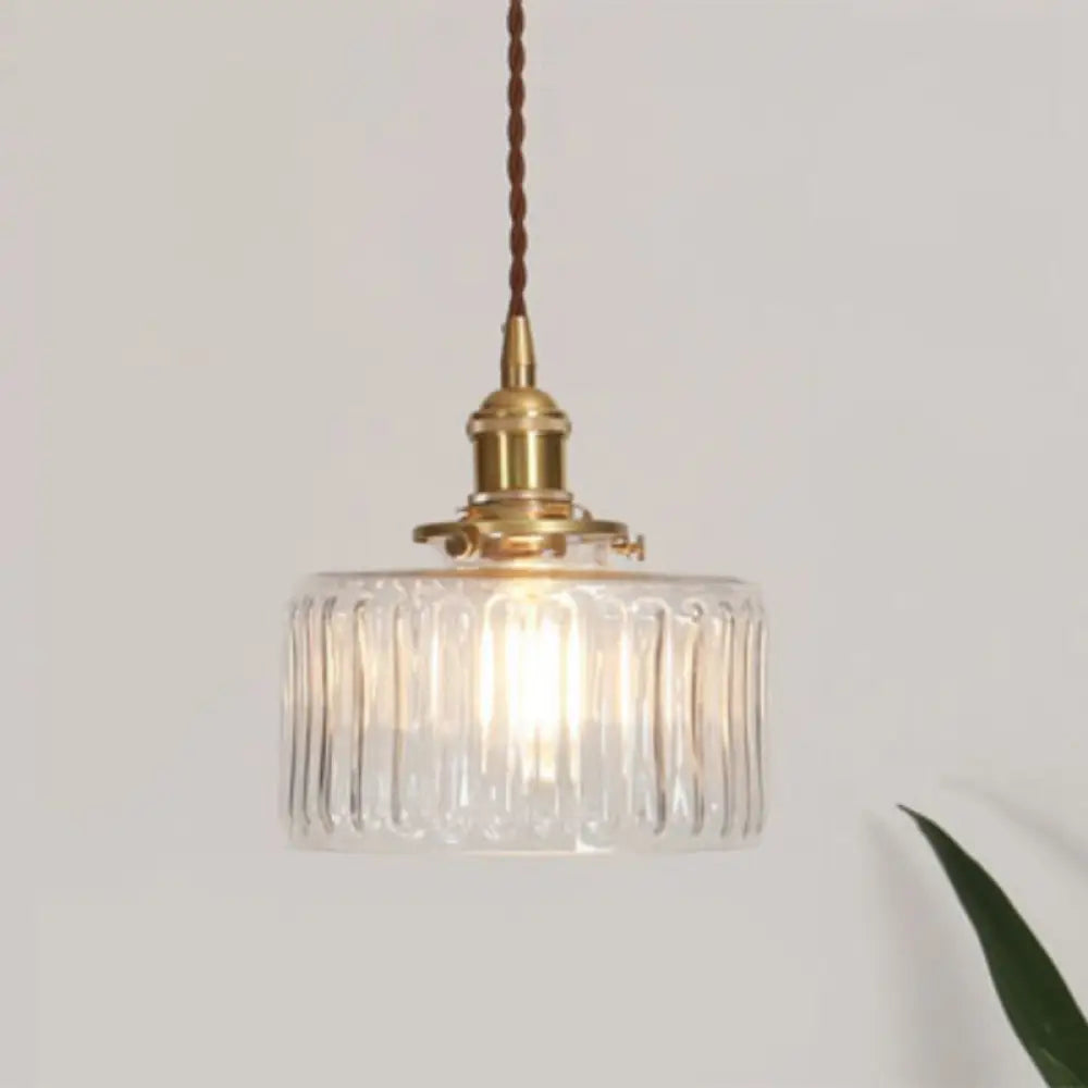 Menkent - Vintage Shaded Pendant Light: 1 - Light Clear Glass Hanging Fixture For / S