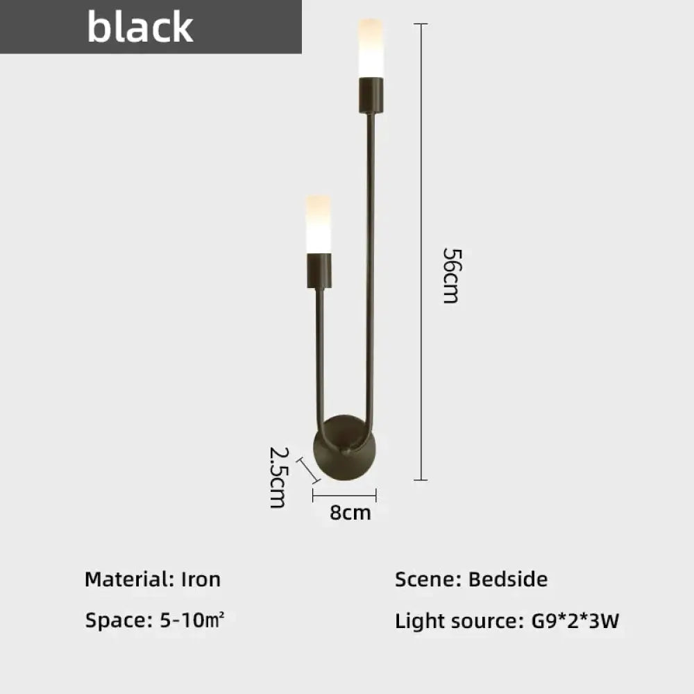 Meral - Modern Minimalist Bedside Led Wall Lamp Black / Warm White (2700 - 3500K)