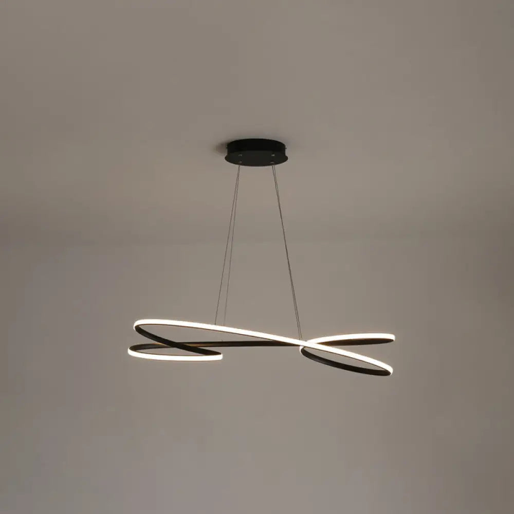 Merga - Modern Led Chandelier: Simplicity Line Aluminum Hanging Light Black / 29.5