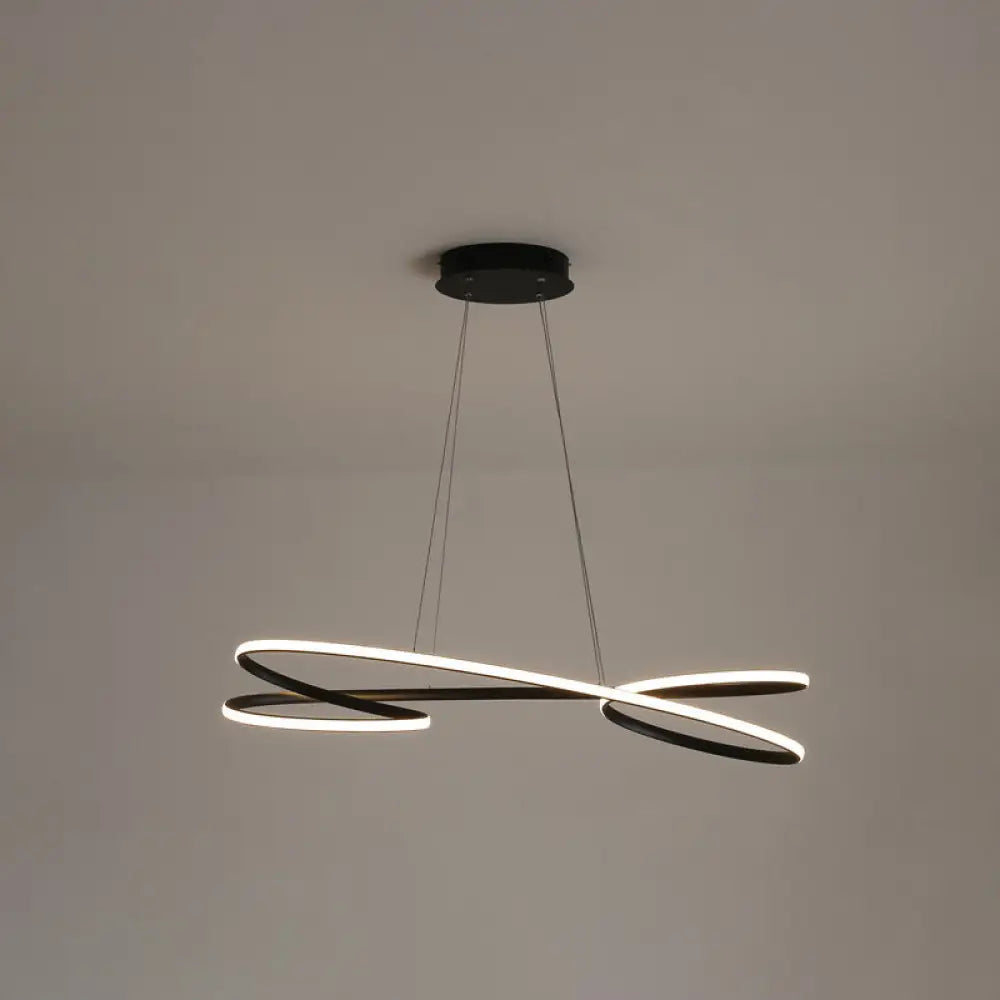 Merga - Modern Led Chandelier: Simplicity Line Aluminum Hanging Light Black / 37.5