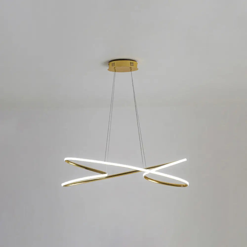 Merga - Modern Led Chandelier: Simplicity Line Aluminum Hanging Light Gold / 29.5