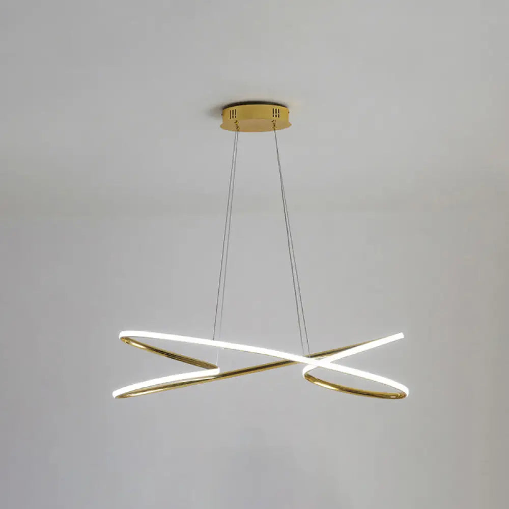Merga - Modern Led Chandelier: Simplicity Line Aluminum Hanging Light Gold / 37.5