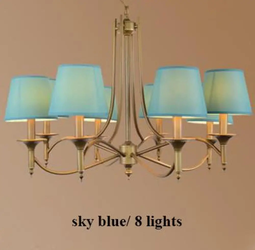 Metal Bronze Chandelier 6/8 Heads For Living Room 8 Heads Sky Blue Pendant Lighting