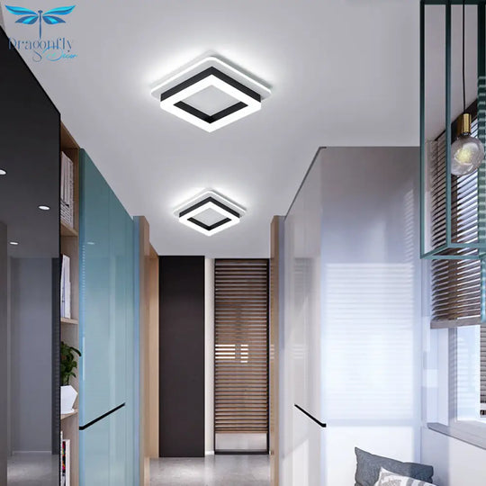 Metal Minimalist Led Flush Mount With Acrylic Diffuser - Small Corridor Ceiling Light Fixture