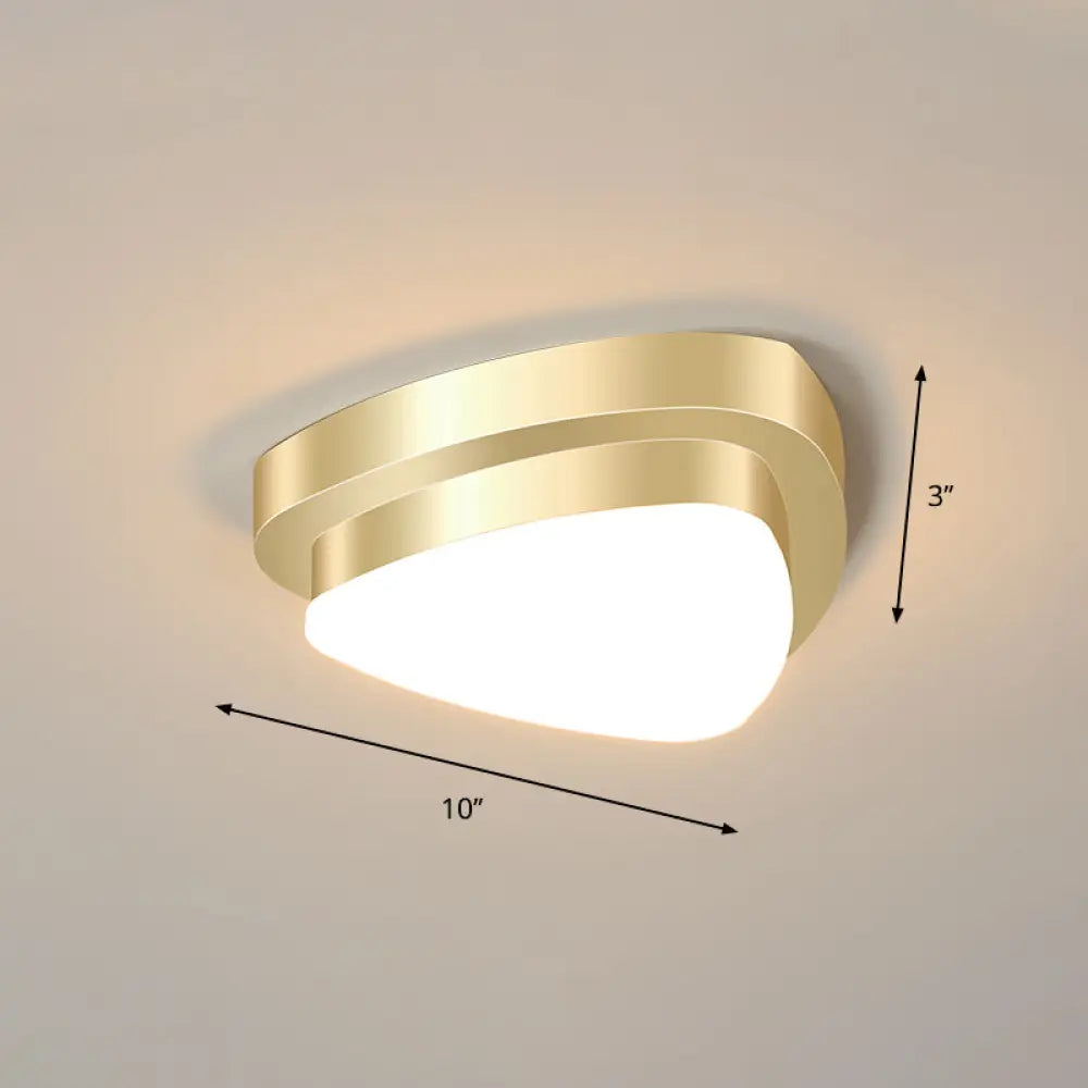 Metal Simplicity Led Flush Mount Fixture In Gold - Geometric Small Aisle Ceiling Light / Warm