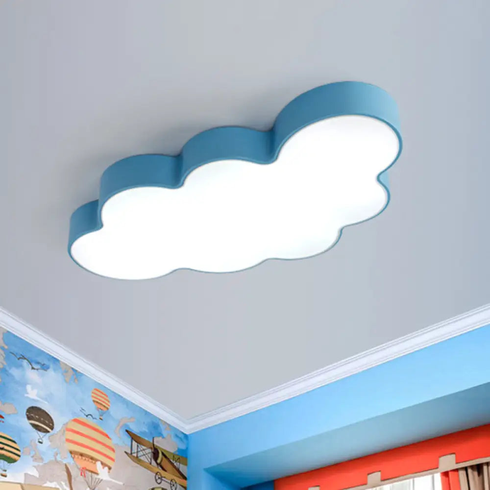 Metallic Cloud Flush Mount Led Light For Kid’s Room Blue / Natural Ceiling