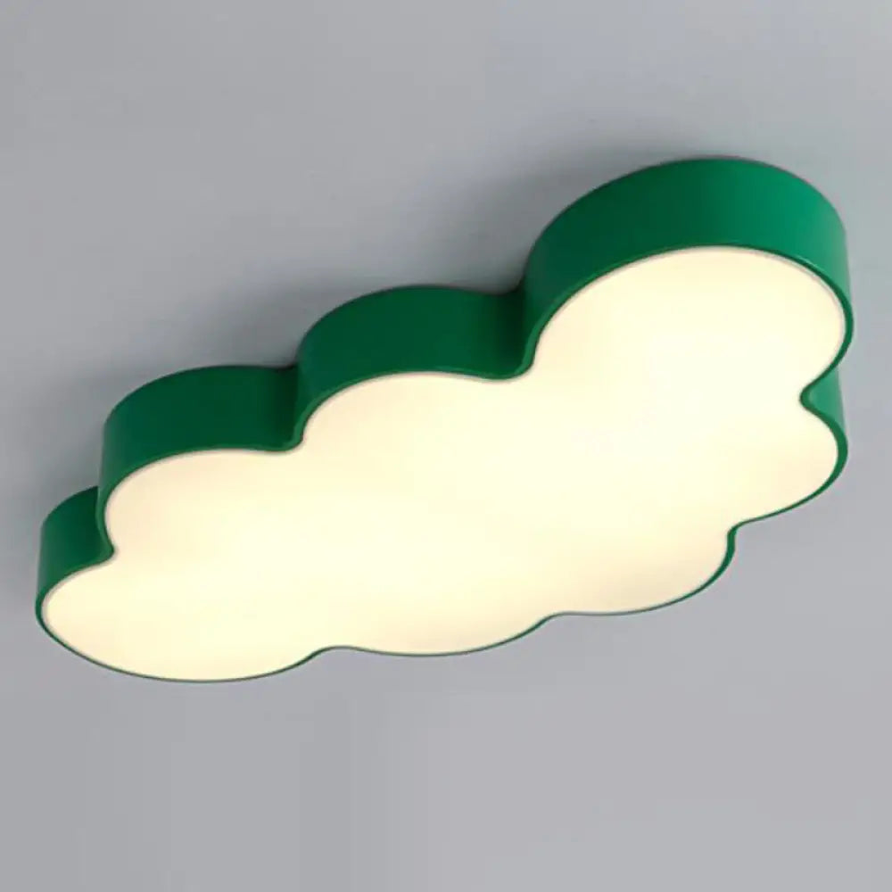 Metallic Cloud Flush Mount Led Light For Kid’s Room Green / Natural Ceiling