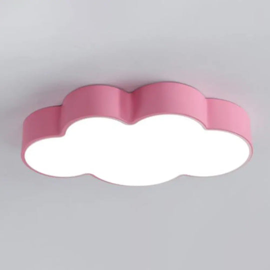 Metallic Cloud Flush Mount Led Light For Kid’s Room Pink / Natural Ceiling