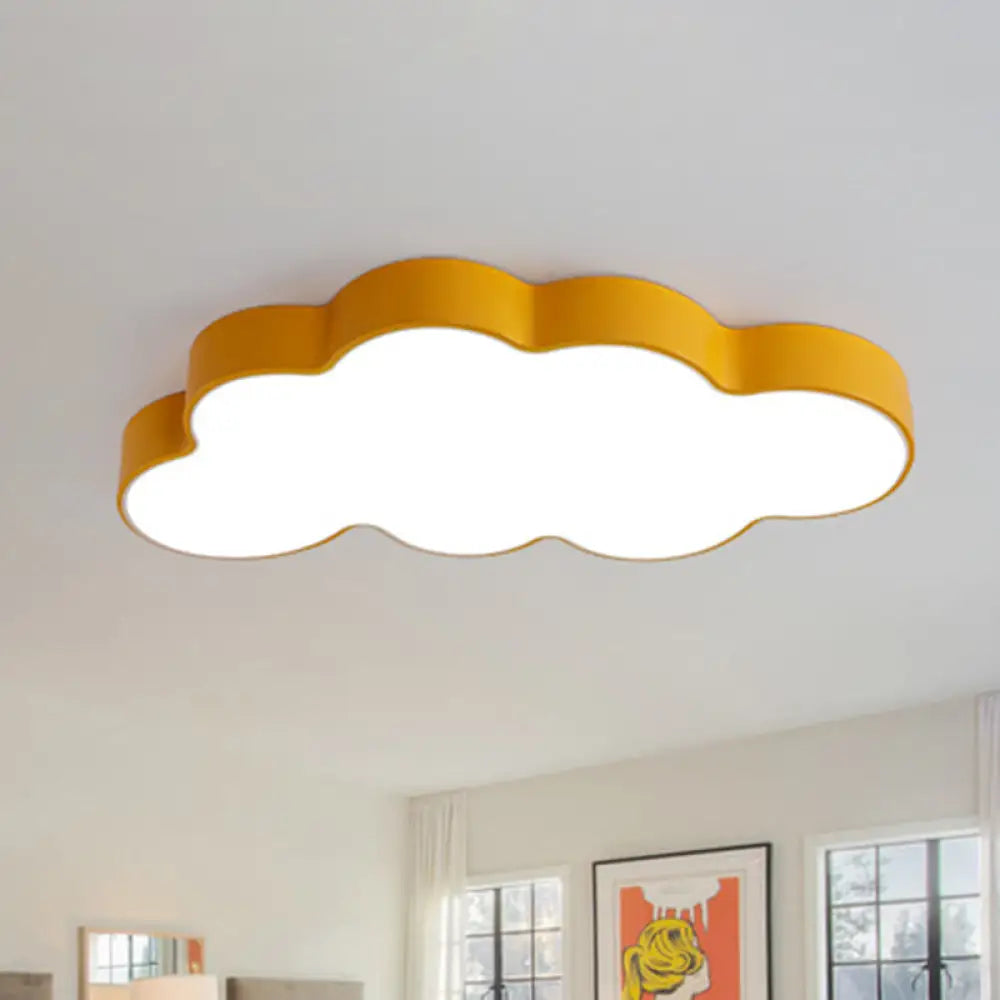 Metallic Cloud Flush Mount Led Light For Kid’s Room Yellow / Natural Ceiling