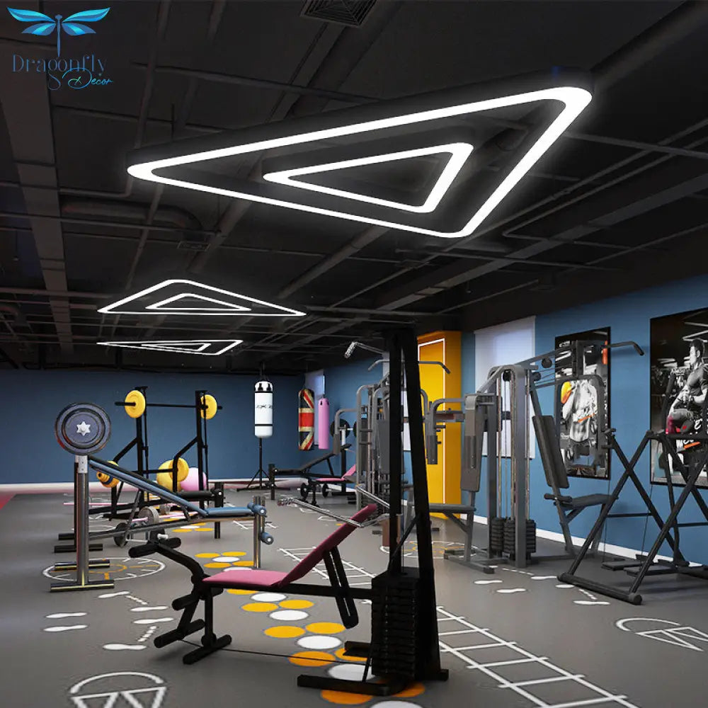 Metallic Modern Led Chandelier Lighting - A Triangular Ceiling Light Perfect For Your Gym Pendant