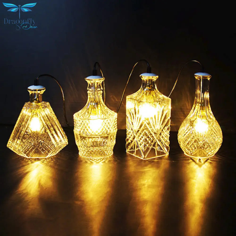 Michã¨le - Modern Clear Glass Wine Decanter Pendant Lamp Loft Single - Bulb Chen Bar Hanging