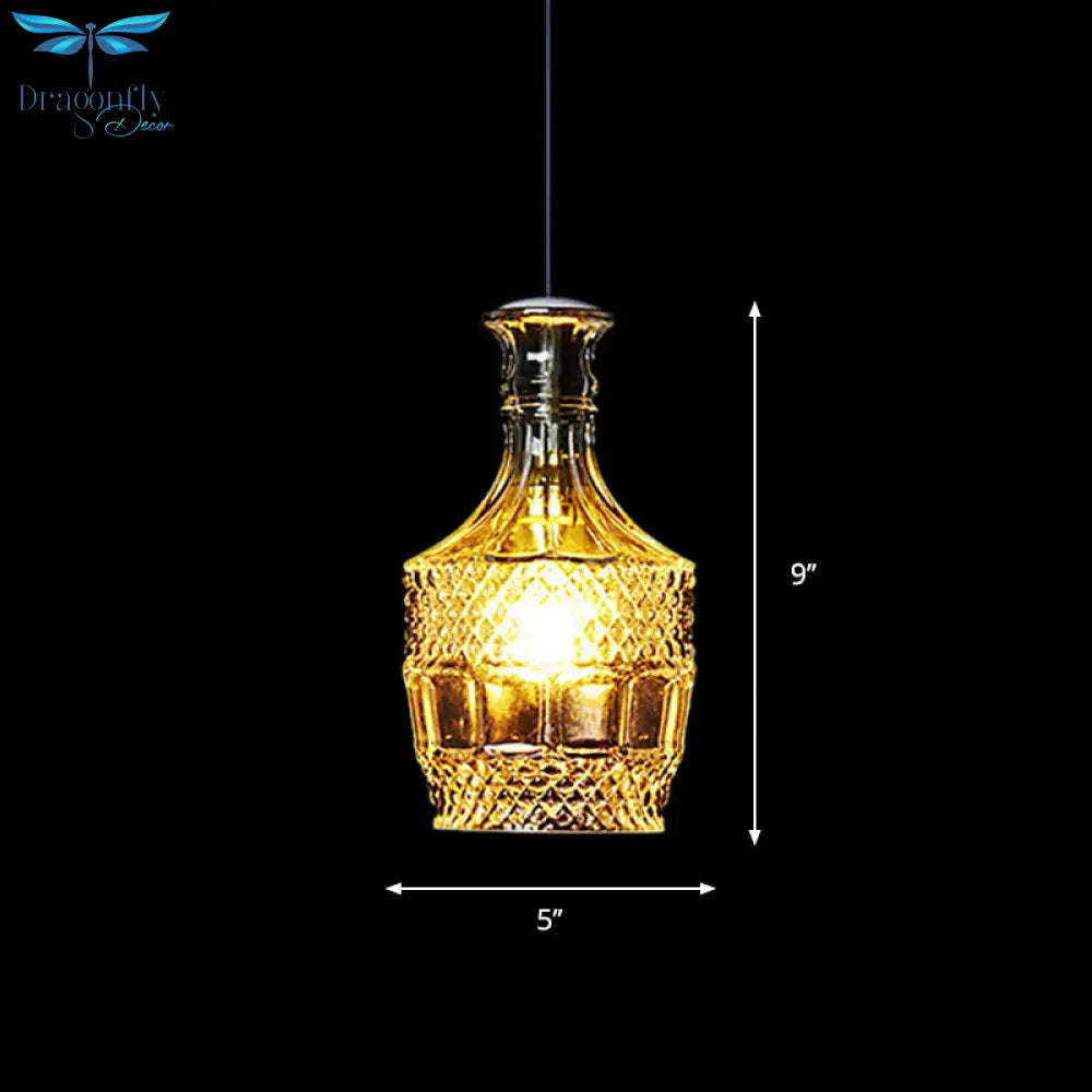 Michã¨le - Modern Clear Glass Wine Decanter Pendant Lamp Loft Single - Bulb Chen Bar Hanging