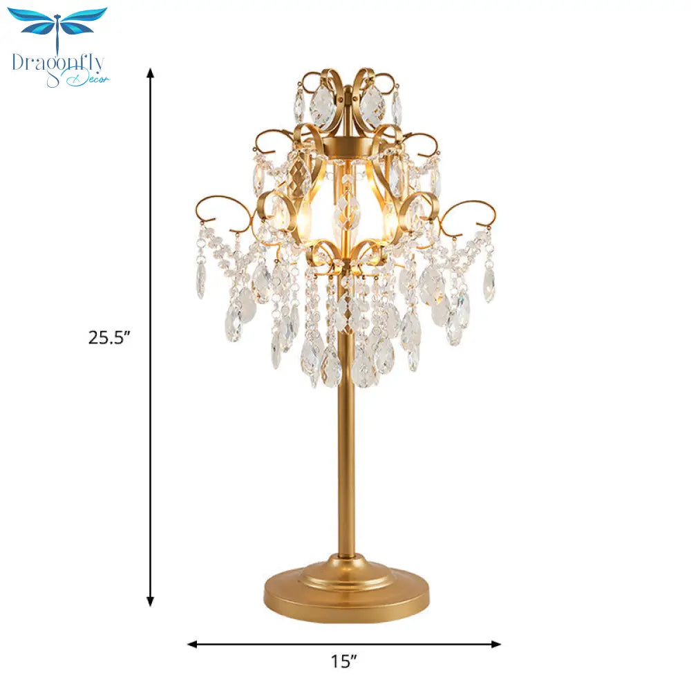 Mila - Faceted Crystal Table Light: Modern Style Brass Night Lamp – 2 Bulbs