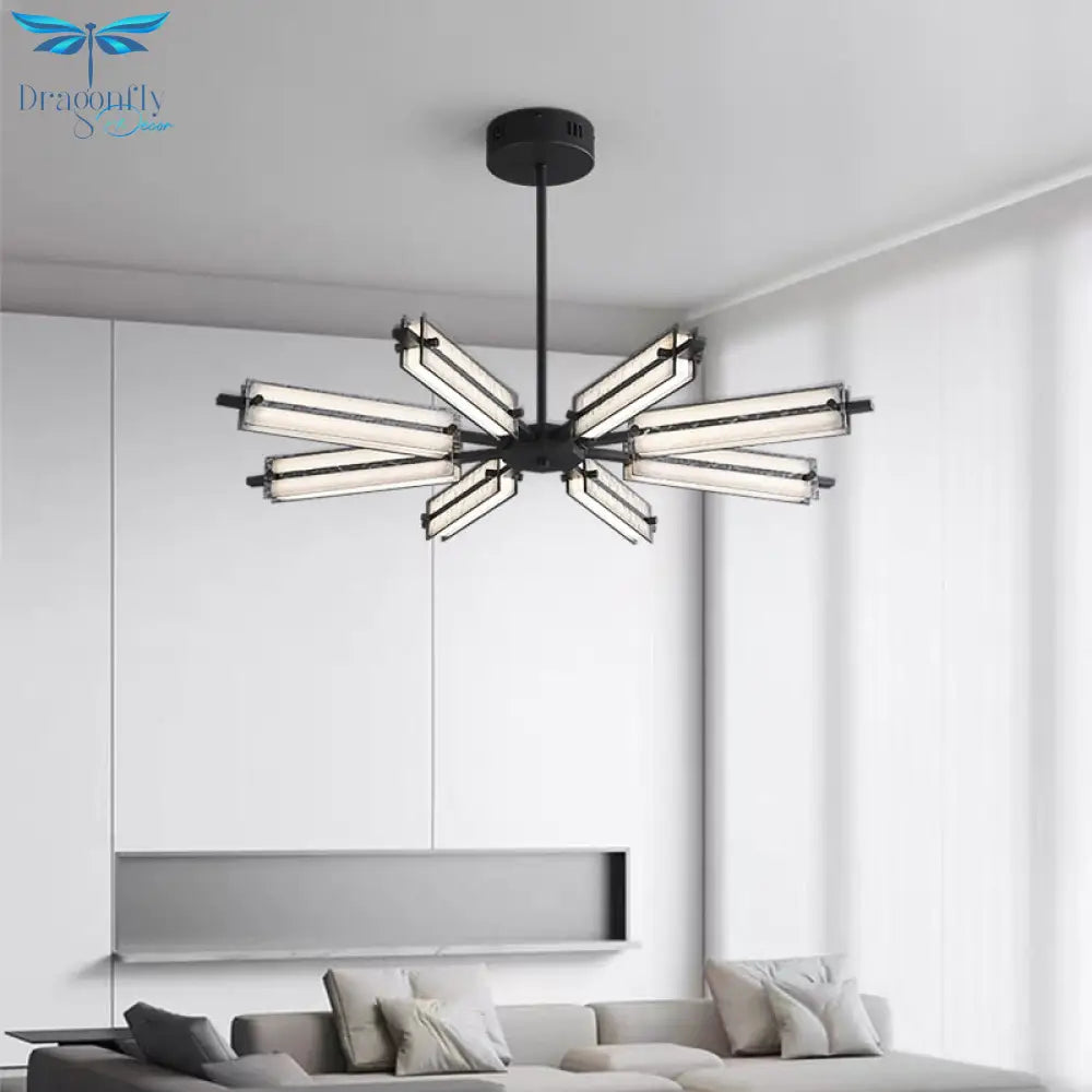 Minimal All - Copper Living Room Main Chandelier Light Luxury High - End Glass Dining Windmill Lamp