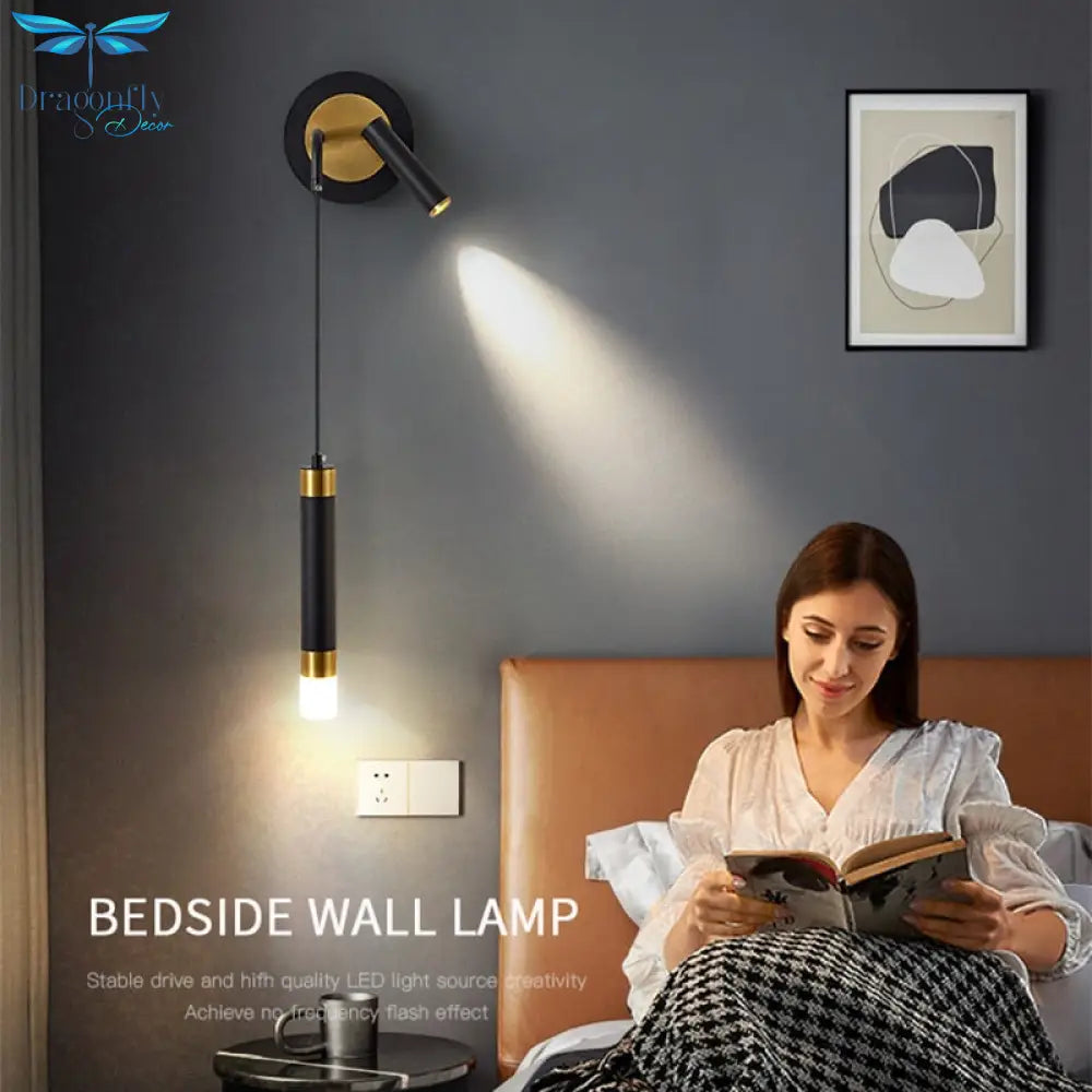 Minimalist Creative Luxury Bedroom Bedside Wall Lamp With Spotlight Wall Lamp