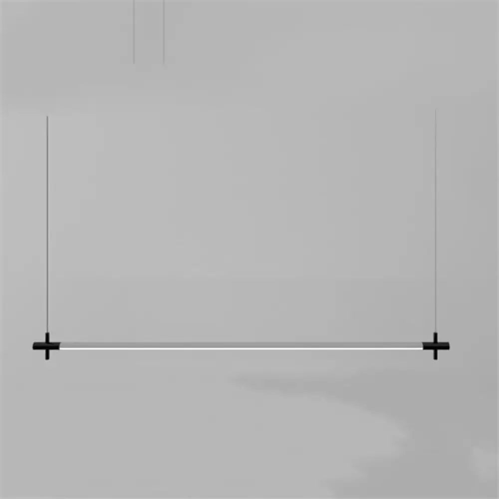 Minimalist Led Bar Pendant Lights For Dining Room And Kitchen Silvery White / Length 120 Cm Warm