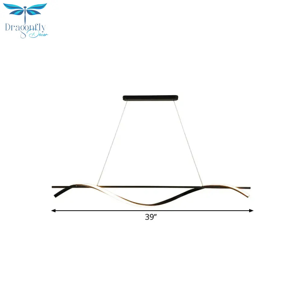 Minimalist Led Hanging Island Light For Dining Room In Black Warm/White