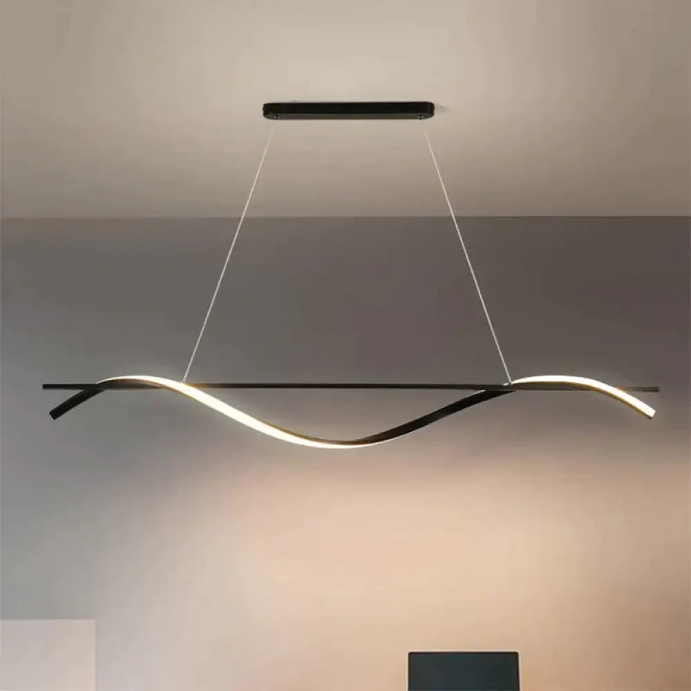 Minimalist Led Hanging Island Light For Dining Room In Black Warm/White / White
