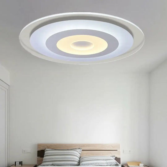 Minimalist White Acrylic Led Flush Mount Ceiling Light With Extra - Thin Round Design / 16.5’