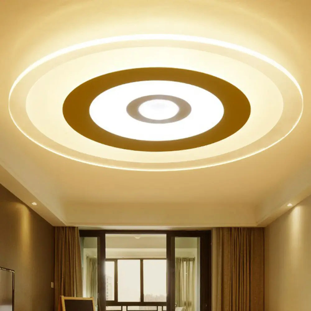 Minimalist White Acrylic Led Flush Mount Ceiling Light With Extra - Thin Round Design / 16.5’ Warm