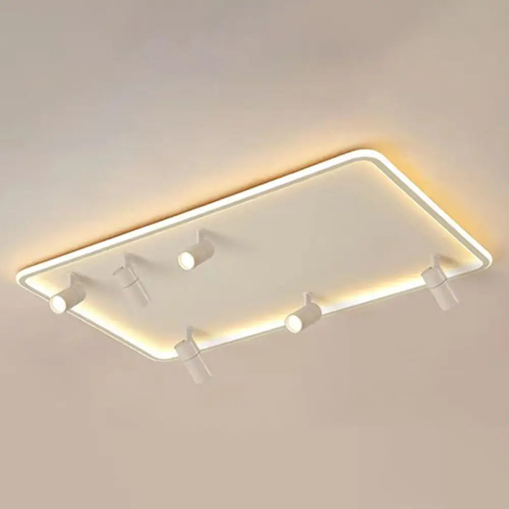 Minimalistic Living Room Glow: Led Acrylic Rectangular Flush Mount Ceiling Spotlight White /