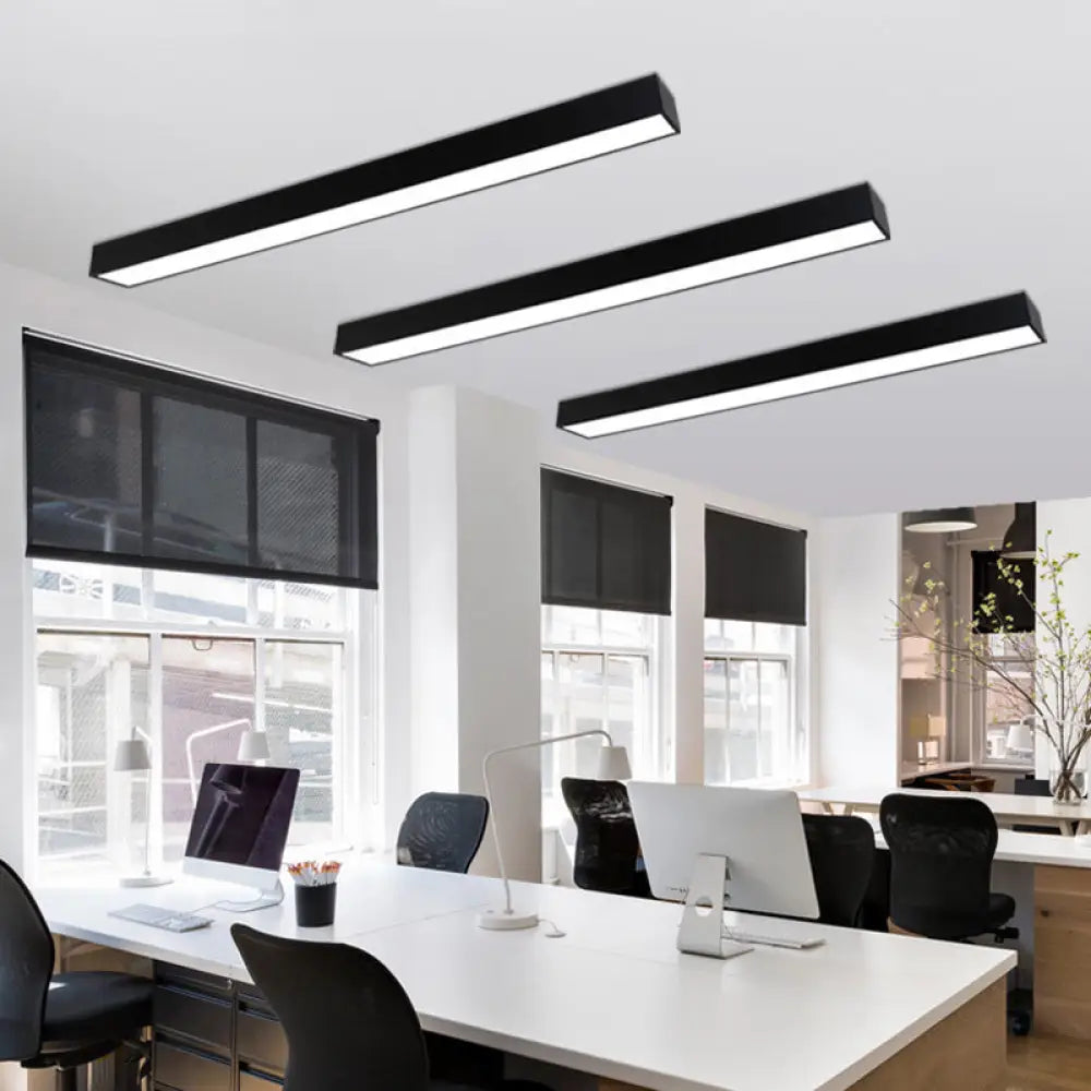 Minimalistic Office Glow: Pole - Shaped Led Metal Flush Mount Ceiling Light Black / Small 35.5’