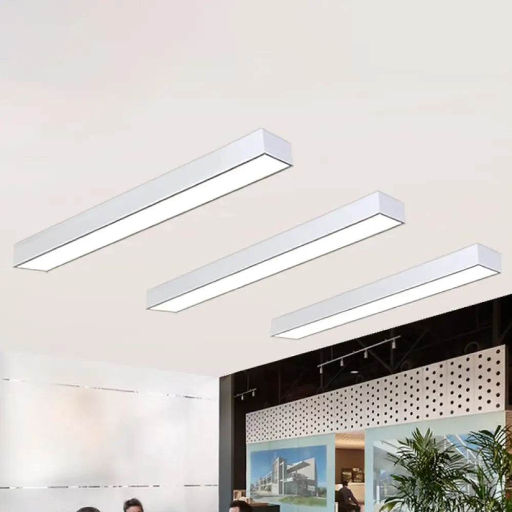 Minimalistic Office Glow: Pole - Shaped Led Metal Flush Mount Ceiling Light White / Small 35.5’