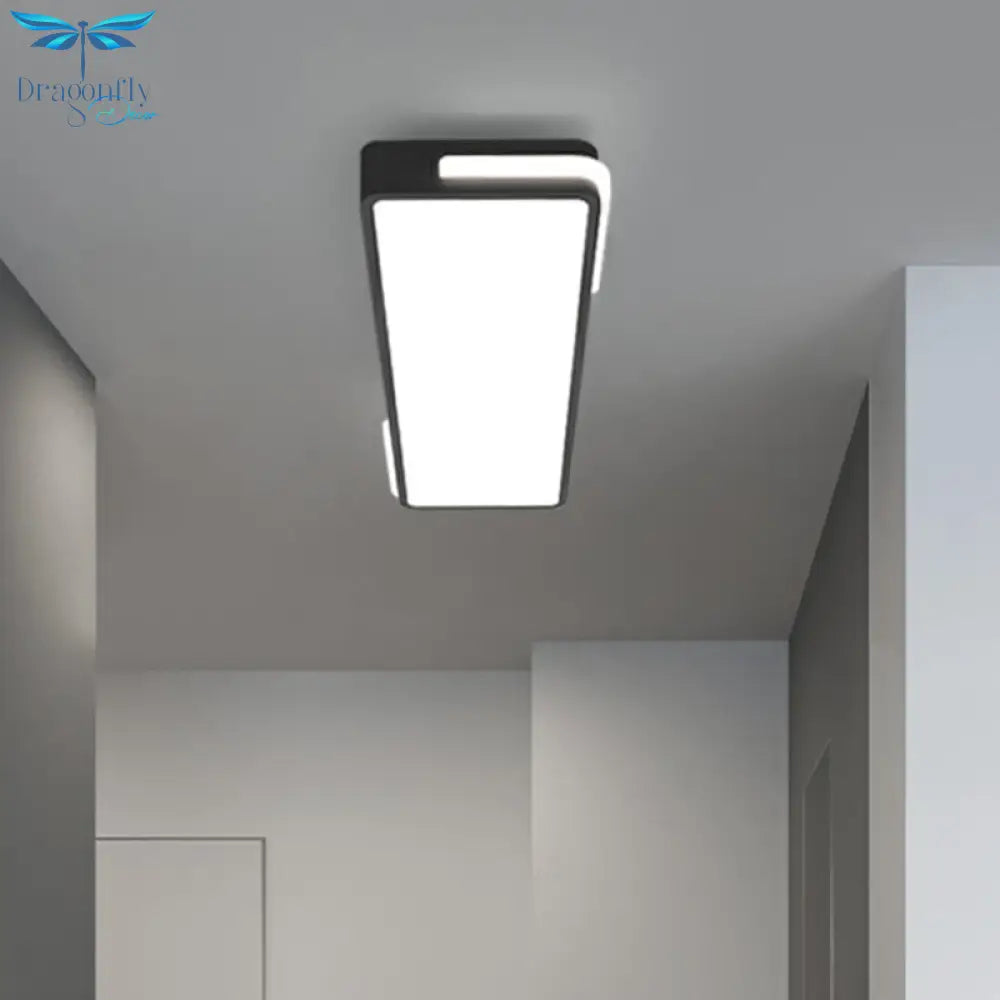Minimalistic Rectangular Led Flush Mount Ceiling Light In Black For Corridors