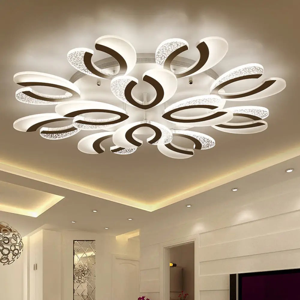 Minimalistic White Floral Led Acrylic Flush Mount Light For Living Room Ceiling 12 /