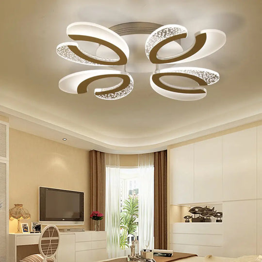 Minimalistic White Floral Led Acrylic Flush Mount Light For Living Room Ceiling 4 /