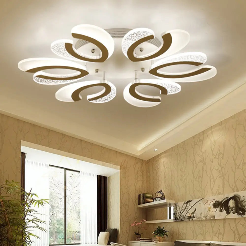 Minimalistic White Floral Led Acrylic Flush Mount Light For Living Room Ceiling 6 / Natural