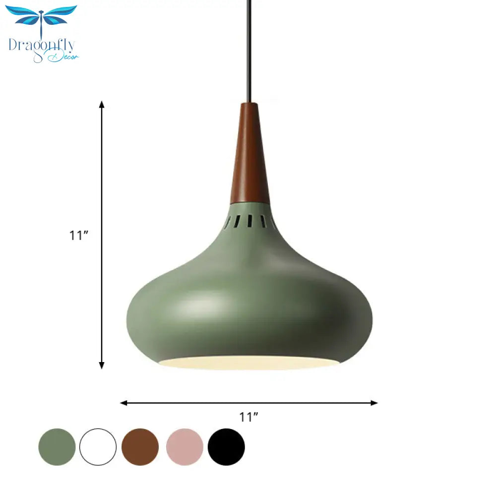 Mirella - Macaron Onion Pendant Lighting Fixture Aluminum Single Green/White/Gold Hanging Ceiling