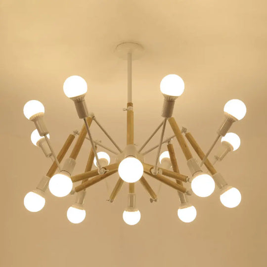 Mirella - Wooden Spider Chandelier: Modern Simplicity Dining Room Lamp 16 / White