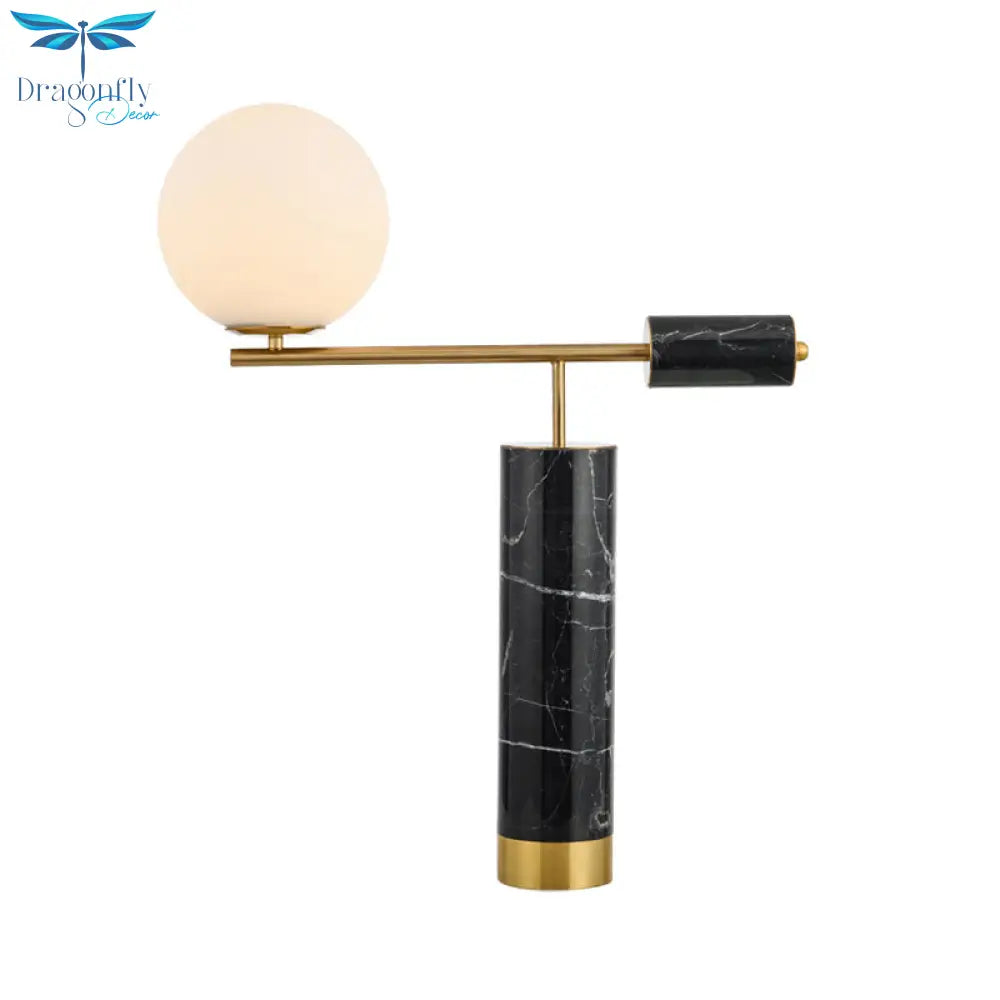 Mizar - Opaline Glass Table Lamp Black Nightstand Light
