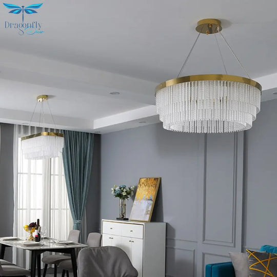 Moden Chandelier Lighting For Living Room Luxury Round Twisted Crystal Pendant Lamp Home Indoor