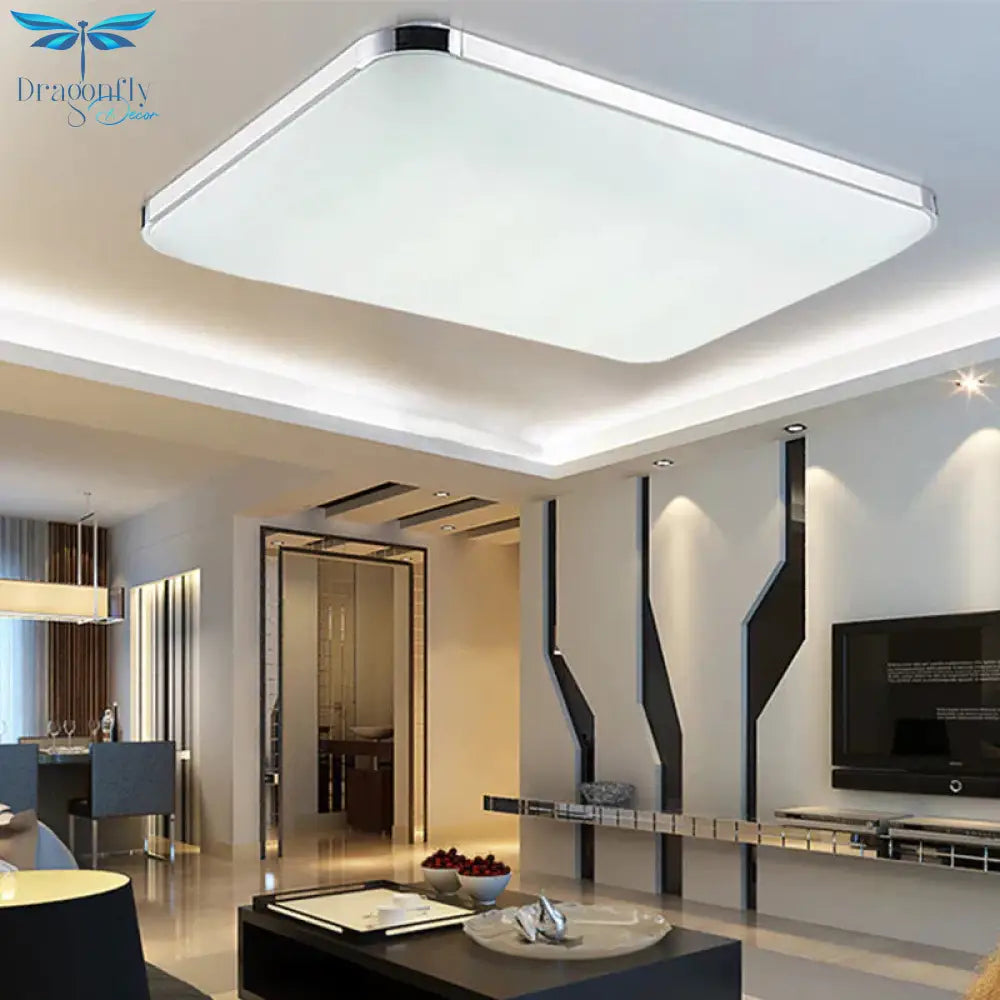Modern 2.4G Rf Remote Control Square Aluminum Acrylic Led Ceiling Lamp Cold White + Warm White