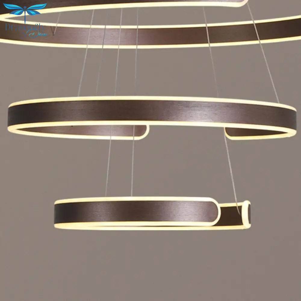 Modern 4 Round Ring Led Ceiling Chandeliers For Living Dining Room Staircase Hanging Lamp Home