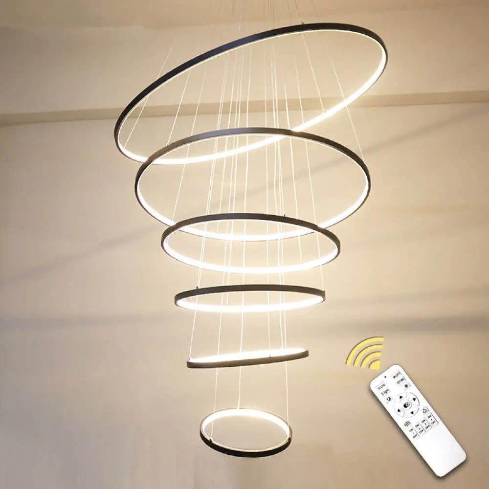 Modern 5 Ring Led Ceiling Chandelier For Living Room Dining Table Staircase Gold / 20 40 60Cm