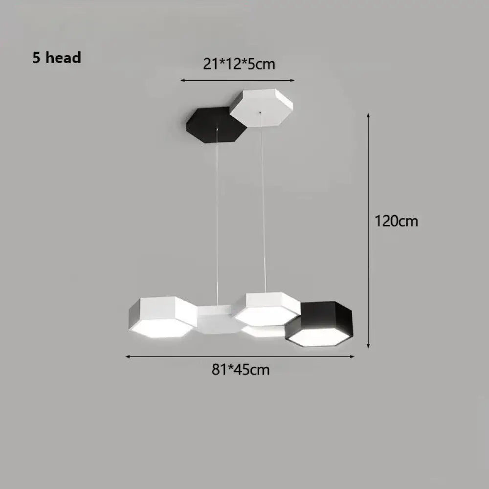 Modern Black White Pendant Lamp Geometric Polygon Led Chandelier Dining Table Living Room Bar
