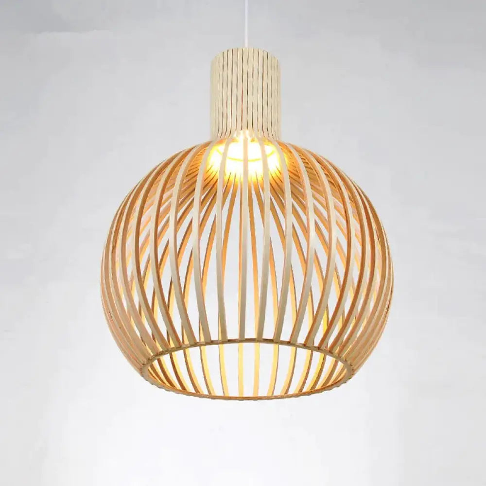 Modern Black Wood Birdcage E27 Bulb Pendant Light Nordic Home Deco Weaving Wooden Lamp Out White