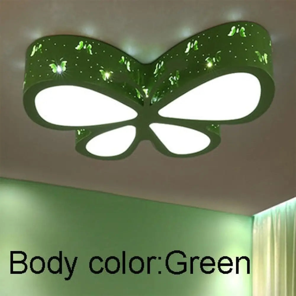 Modern Brief Children Bedroom Colorful Butterfly Hollow Iron Led Ceiling Lamp Home Deco Dining Room