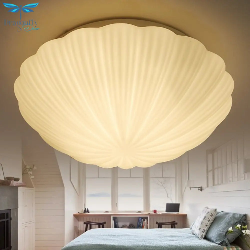 Modern Brief Personalized White Shell Design Ceiling Light Home Decoration Bedroom Lighting Glass