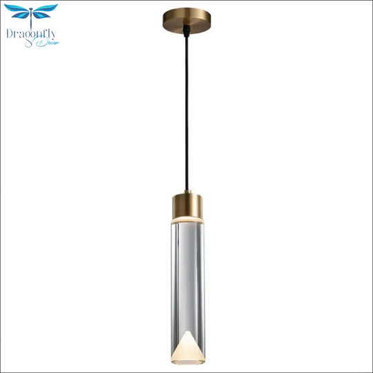 Modern Clear Crystal Pendant Lamp - Copper Hanging Light Fixture For Dining Room Kitchen And Bedside
