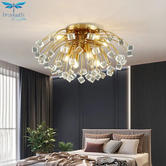 Modern Colorful Crystal Ceiling Chandeliers For Bedroom Living Room Led Round Lamp Luxury Home