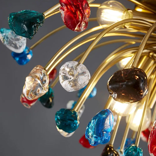 Modern Colorful Crystal Ceiling Chandeliers For Bedroom Living Room Led Round Lamp Luxury Home