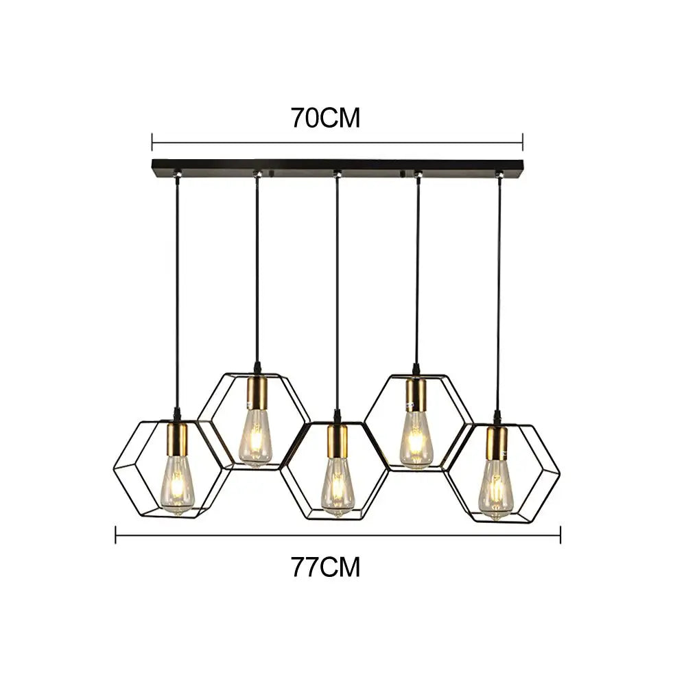 Modern Creative Led Chandelier Hanging Lamp Geometric Metal Frame Suitable For Restaurant Bedroom