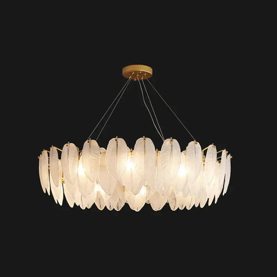 Modern Crystal Feather Hanging Chandelier Light With Clear Glass Lamp Shade 10 /