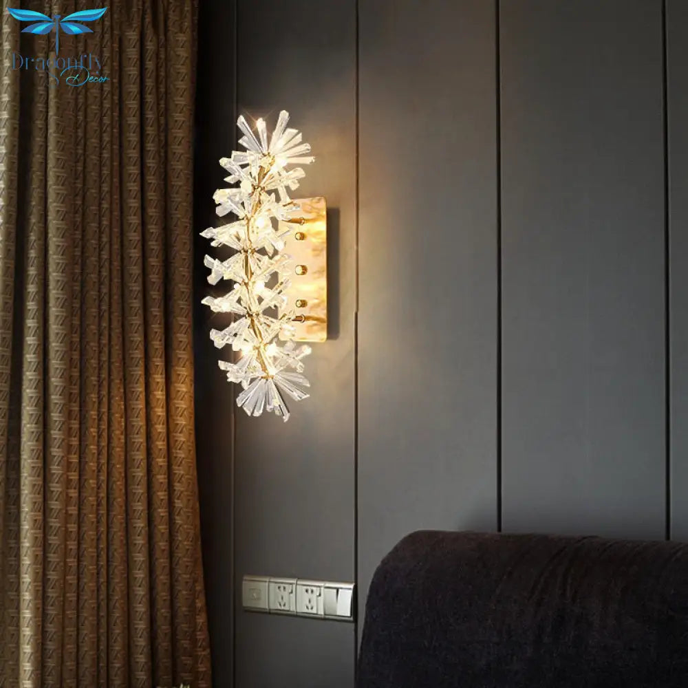 Modern Crystal Led Wall Lights Gold Metal Living Room Bedside Tv Background Sconces G4 Bulb 110 -